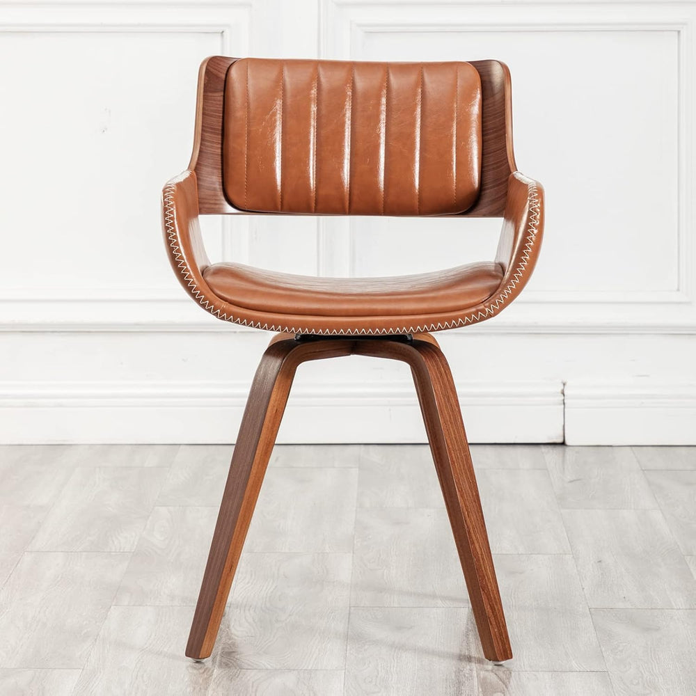 LUNLING Swivel Accent Faux Leather Dining Chairs, Mid Century Modern Chairs w...