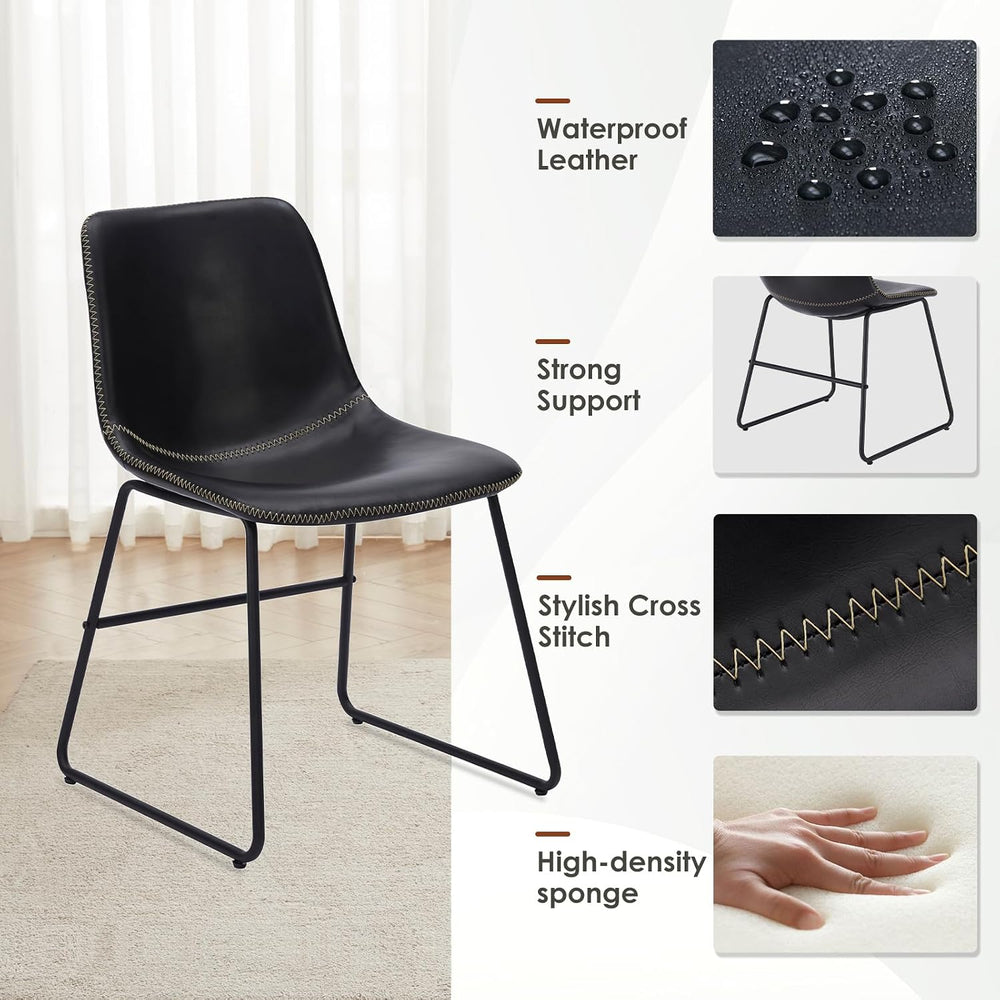 Soohow Mid-Century Modern Dining Chairs Set of 4, Faux Leather Upholstered Ki...