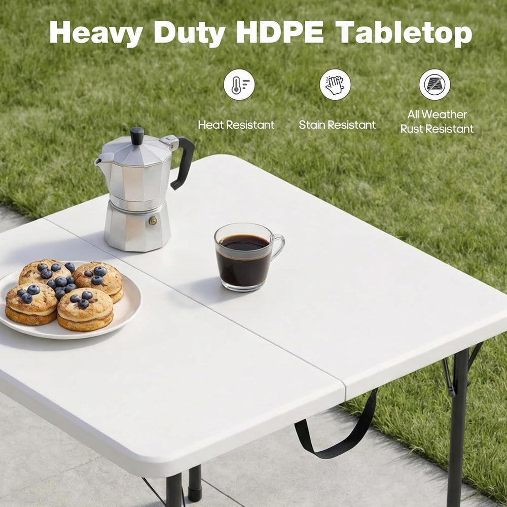 34" Square Folding Table for 4 Person, 330lbs Weight Capacity Foldable T...