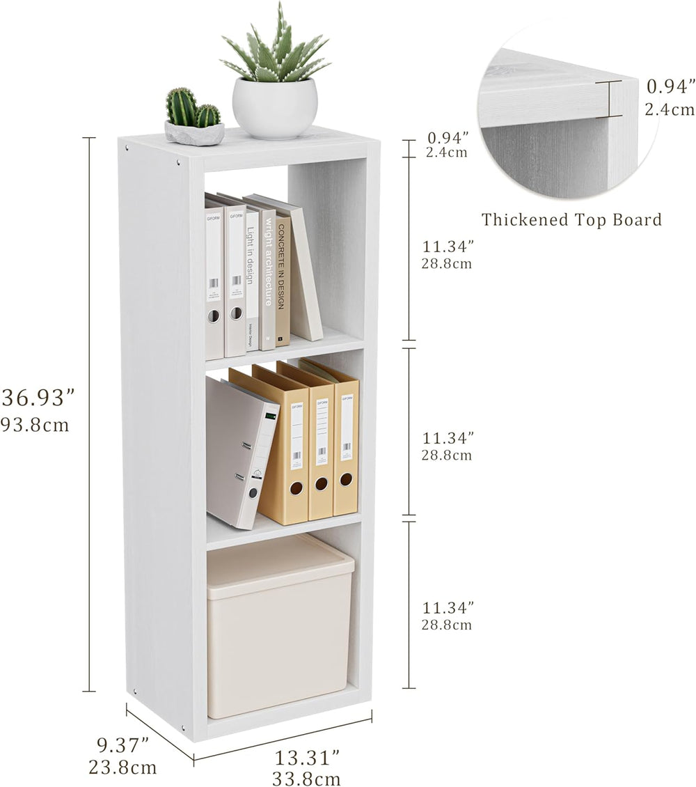 Cube Storage Organizer Bookcase, 3 Tier Decorative 11 inch Open Back Cubical ...