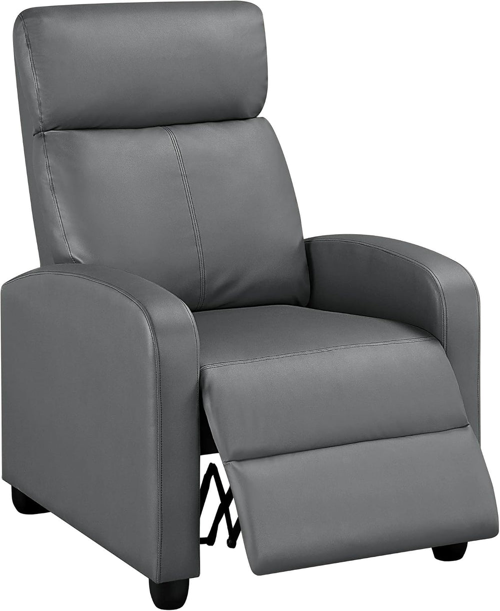 Topeakmart PU Leather Recliner Chair Home Theater Seating Gray
