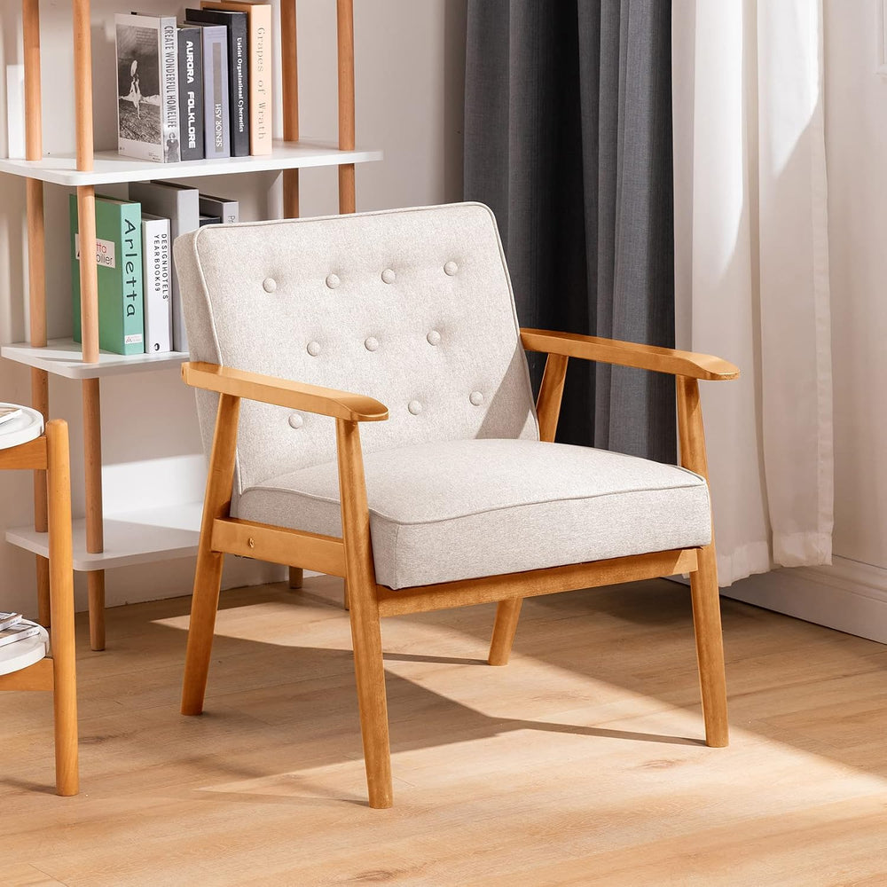 UNICOO® Mid-Century Retro Modern Accent Chairs, Solid Wood Armrest Lounge, Up...
