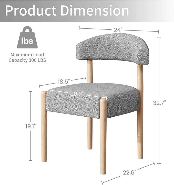 VKNOW Wooden Dining Chairs Set of 2, Modern Upholstered Dining Room Chairs wi...