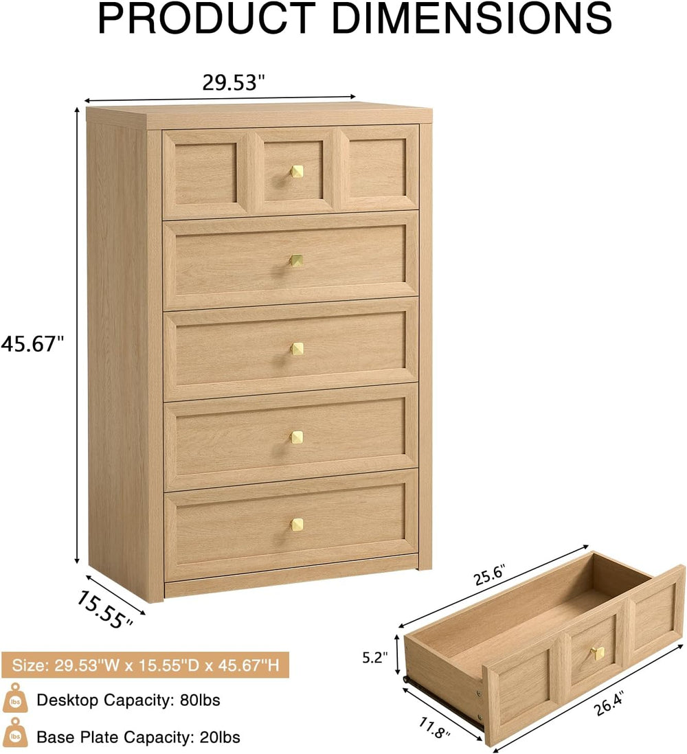 3-Piece Bedroom Set, 5 Drawer Tall Dresser and 3 Drawer King Size Nightstands...