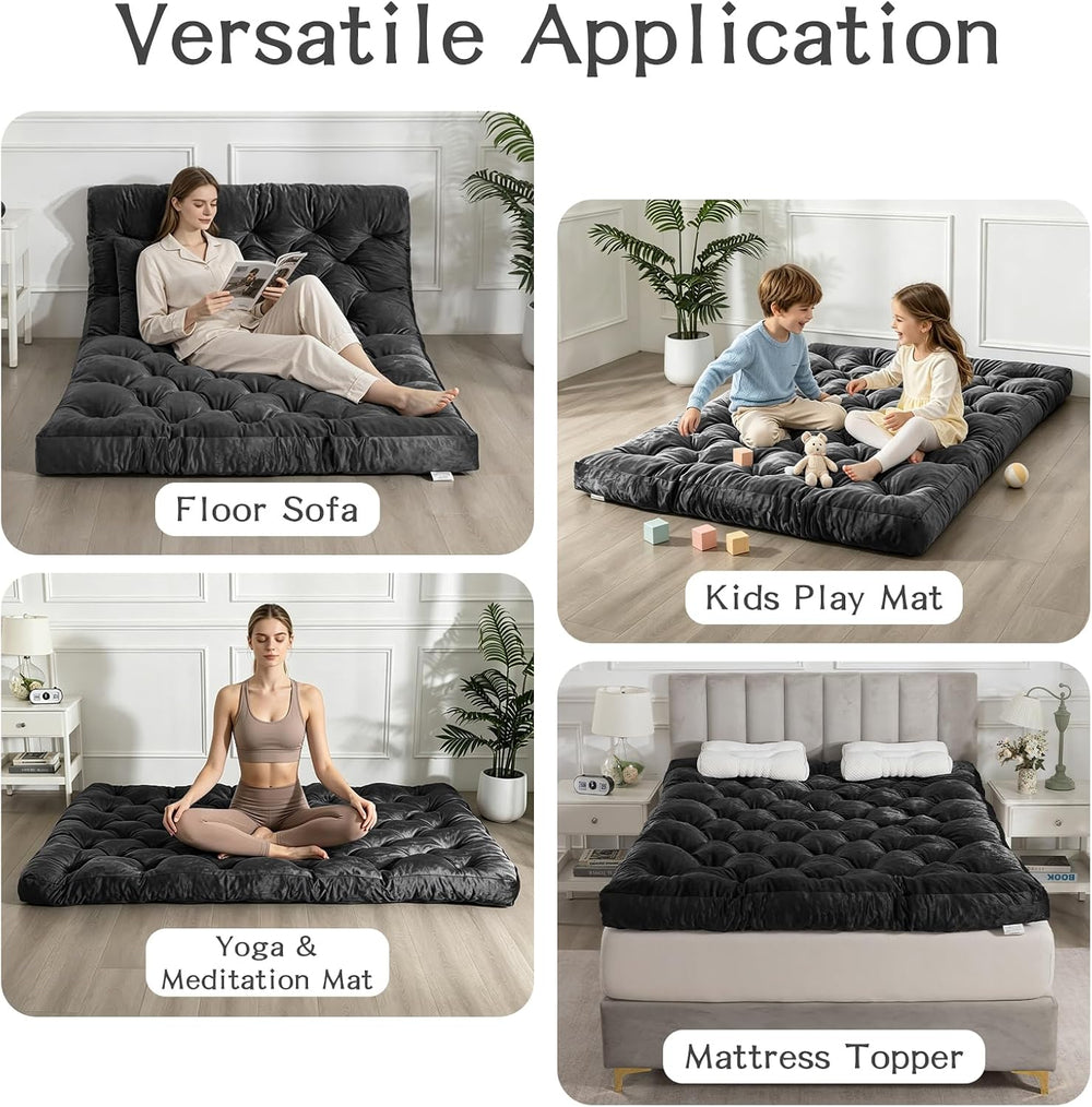 SHOUREN Japanese Floor Mattress 5" Futon Mattress Black Full Size Tatami...