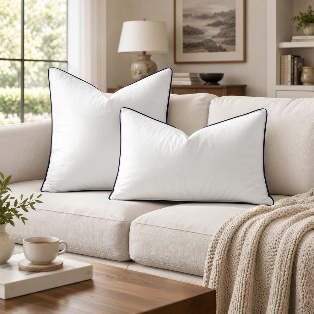 MIULEE Goose Feather Down 20x20 Pillow Insert Set of 2 with 100% Down-Proof C...
