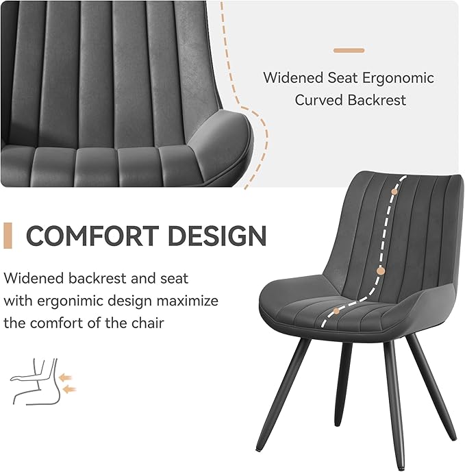 Mid Century Modern Dining Chairs Set of 6, Soft Cushion Upholstered Fabric Ki...