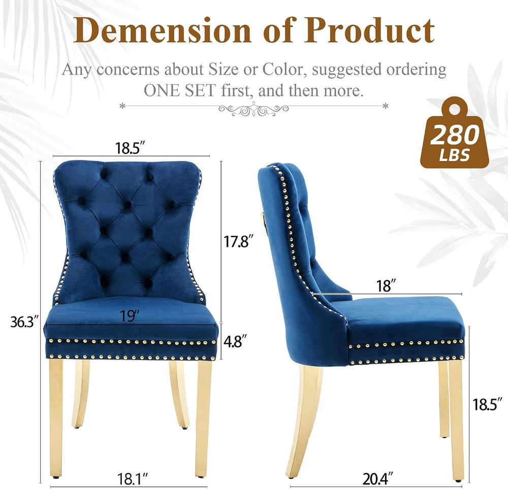 civama Dining Room Chairs Set of 4, Velvet Nikki Collection Dining Chair Upho...