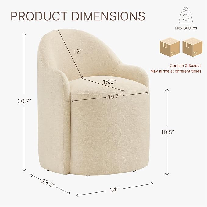 Upholstered Dining Chairs with Casters, No Assembly Modern Dining Room Chairs...