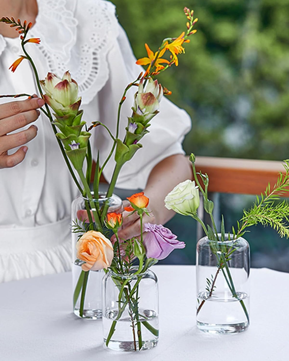 ZENS Bud Vases in Bulk Set of 16, Modern Small Glass Vases for Flower Clear B...