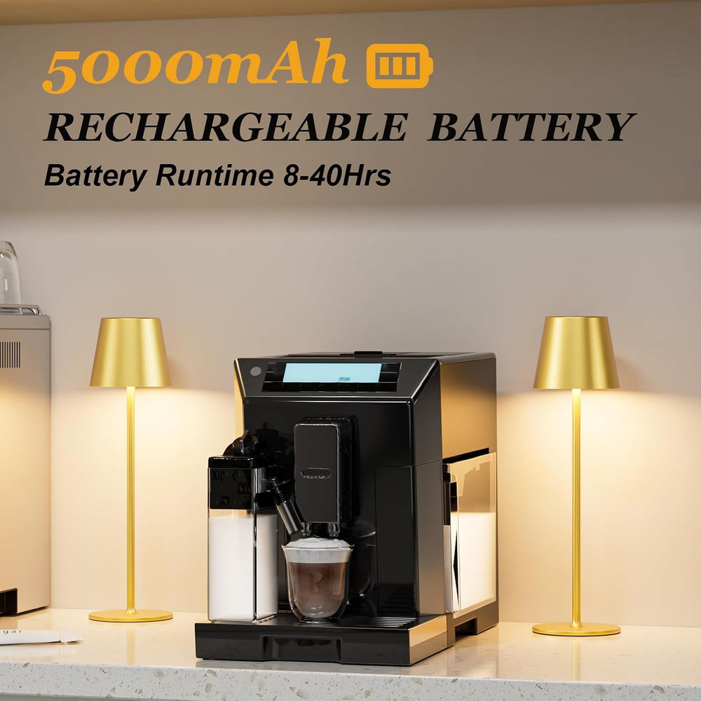 Cordless Table Lamp Rechargeable Gold - KK 2 Pack 5000mAH Battery Operated La...
