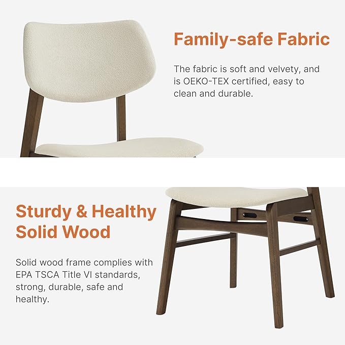 Wooden Dining Chairs Set of 4, Upholstered Modern Dining Room Chairs, Solid O...