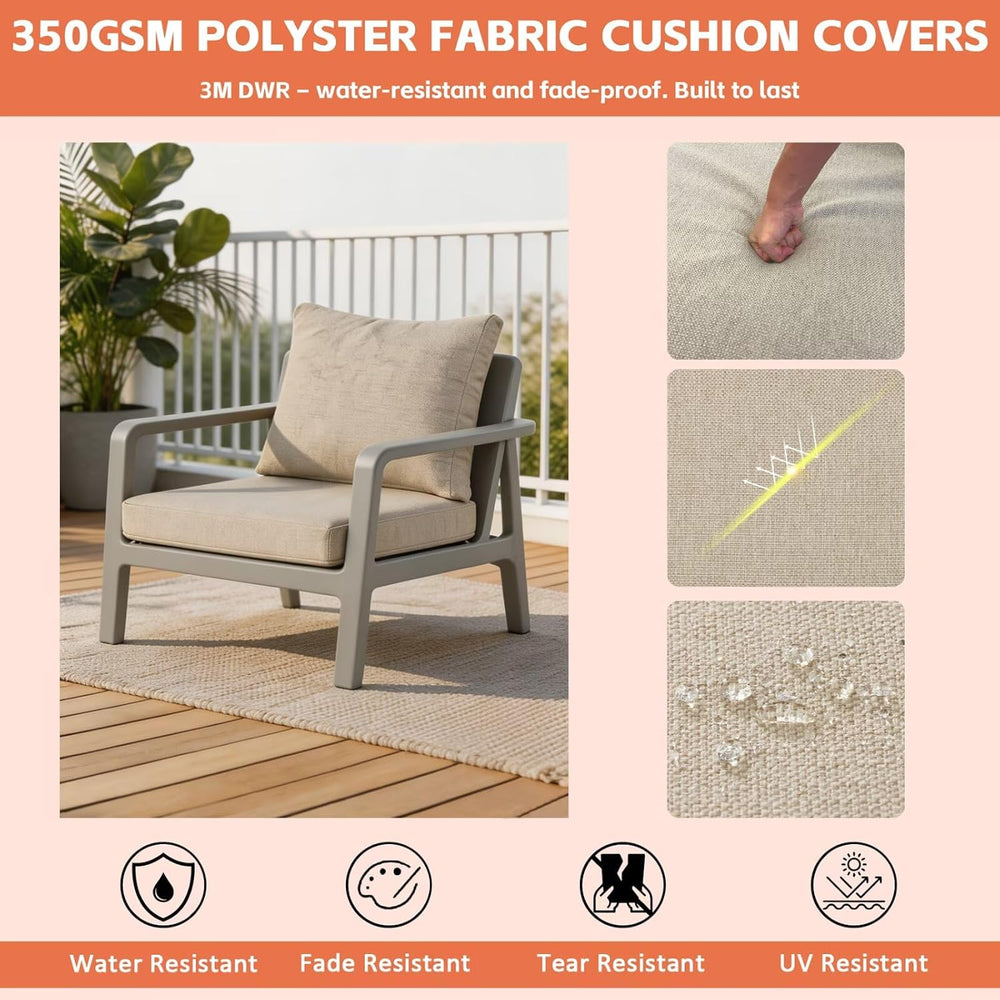 24 x 24 Outdoor Deep Seat Cushions Set of 2, Sand Beige