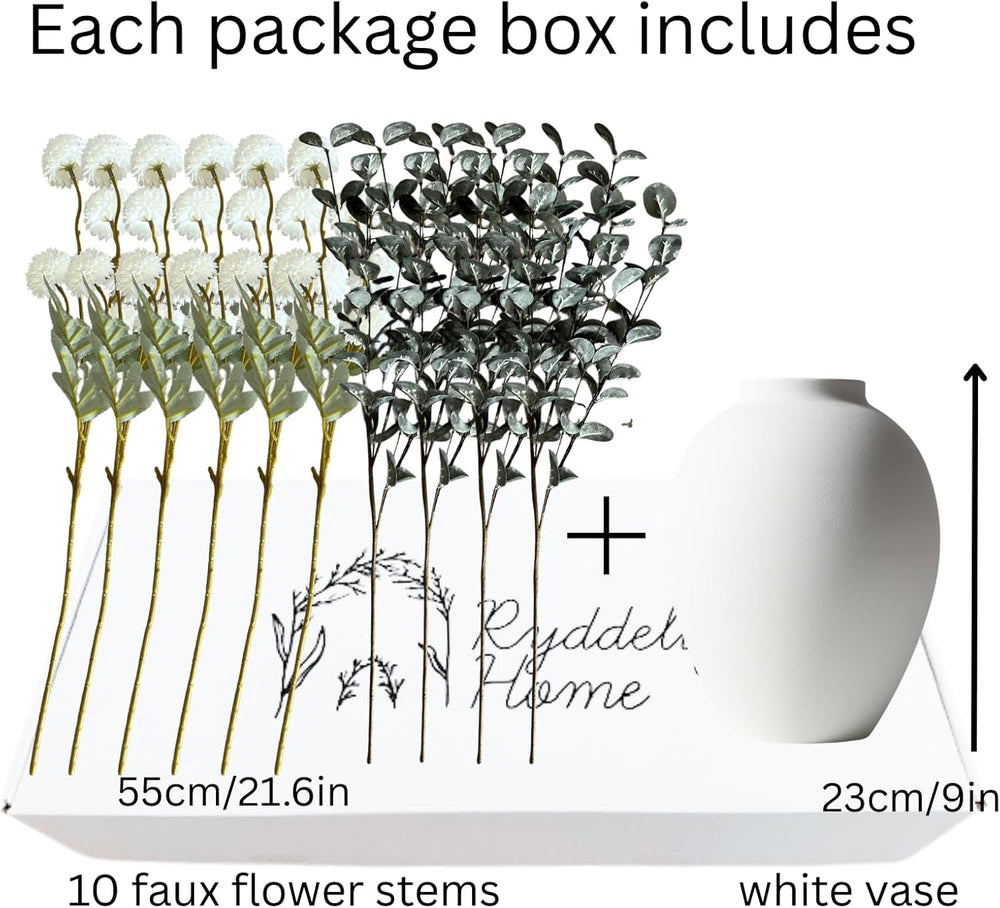 Artificial Floral Arrangements With Vase, Centerpiece for Dining Table
