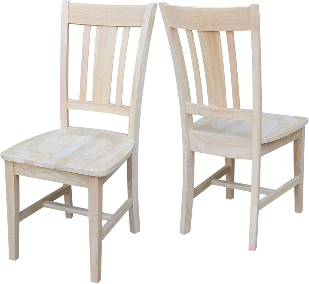 IC International Concepts Set of 2 San Remo Solid Wood Chairs, Unfinished