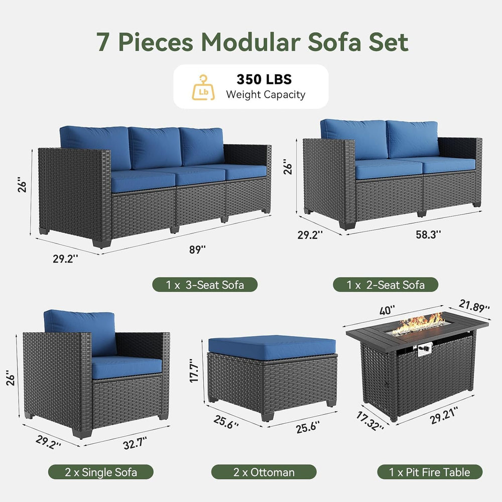 Aoxun 1 Piece Loveseats Patio Furniture Set, Wicker Outdoor Furniture Convers...