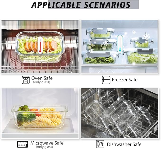 AILTEC 12 Pack Glass Food Storage Containers