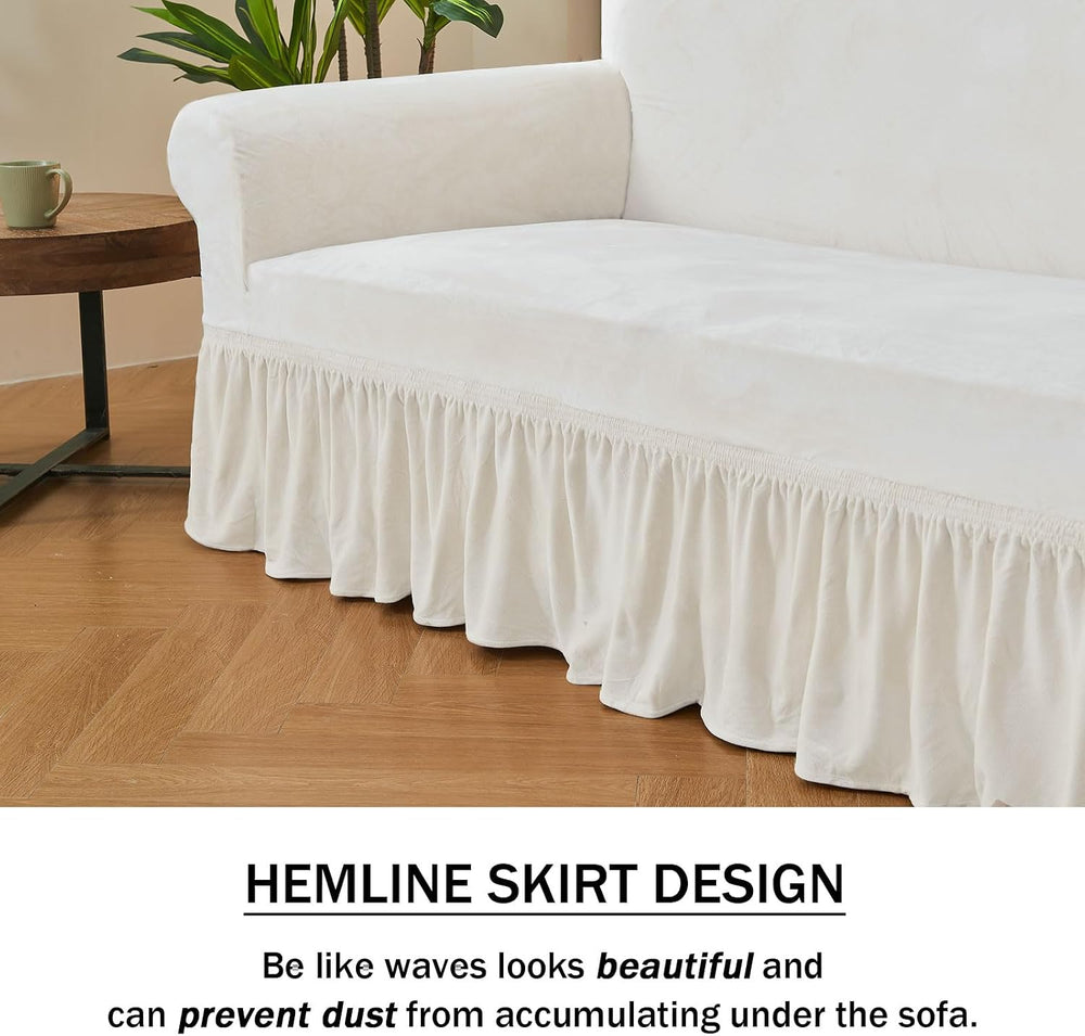 NICEEC White Armchair Covers Arm Chair Cover Armchair Slipcovers with Skirt