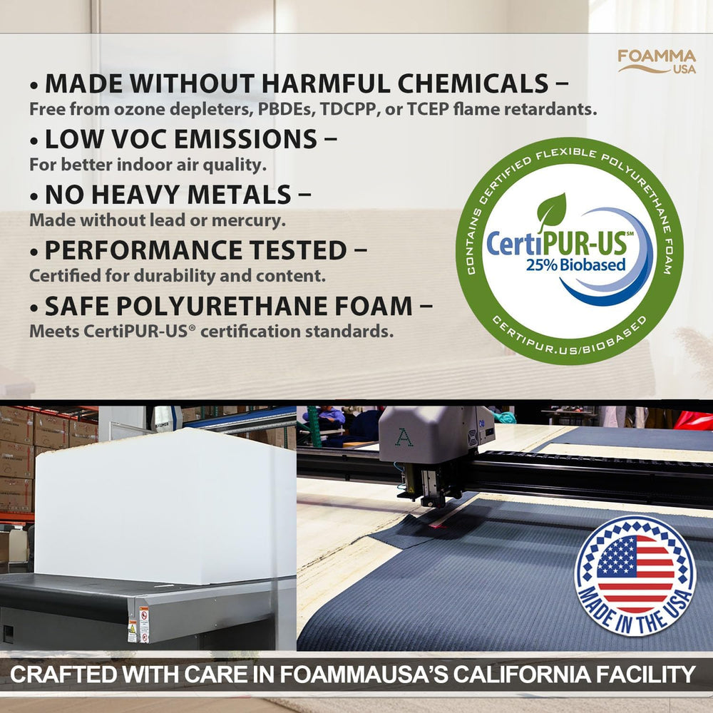 FoammaUSA Premium Corduroy Futon Couch Mattress โ Made in USA 6-Inch Memory F...