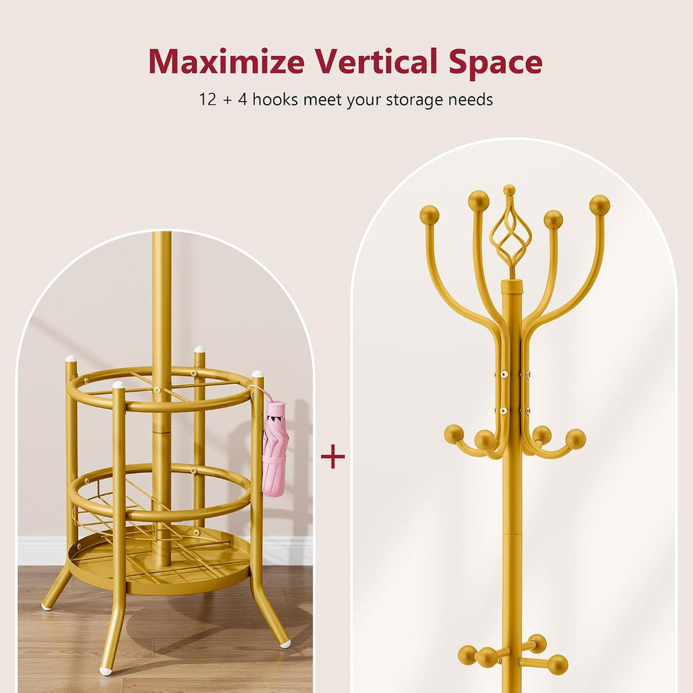 Tajsoon Coat Tree with Umbrella Holder, Coat Rack Freestanding, Coat Hangers ...