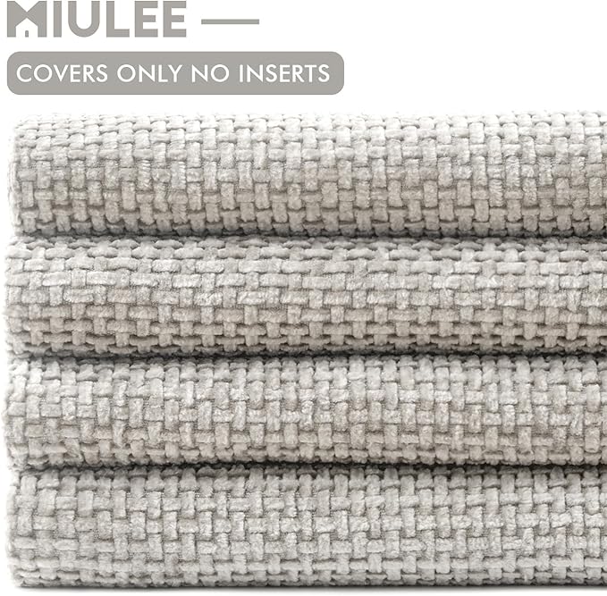 MIULEE Pack of 4 Couch Throw Pillow Covers 18x18 Inch Light Gray Soft