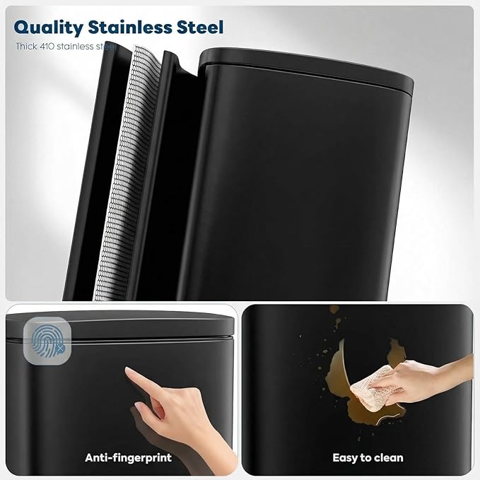 13.2 Gal Kitchen Trash Can, 50L Recycling or Garbage Bin, Brushed Stainless