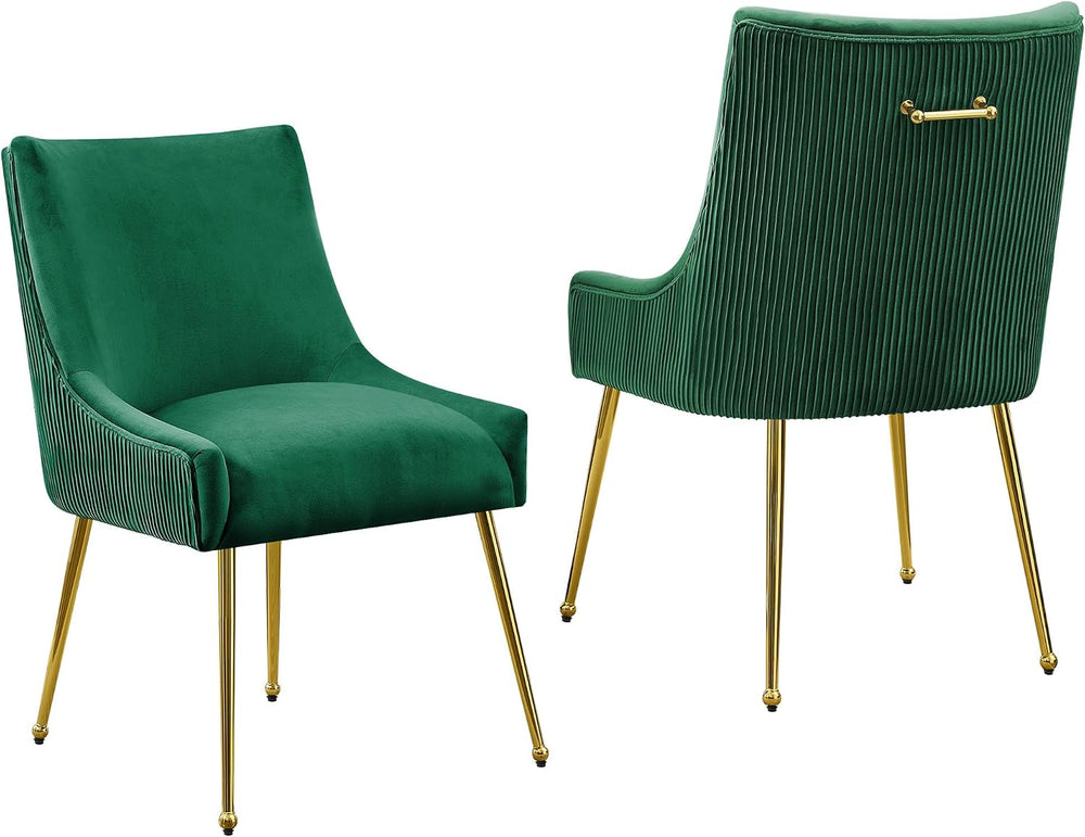 Velvet Dining Chairs Set of 2 Gold Legs,Upholstered Velvet Accent Chairs, Ple...