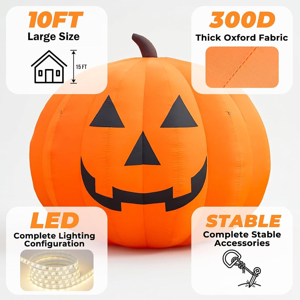 Giant 10Ft Halloween Inflatables Pumpkin Decorations, Blow Up Yard Decoration...