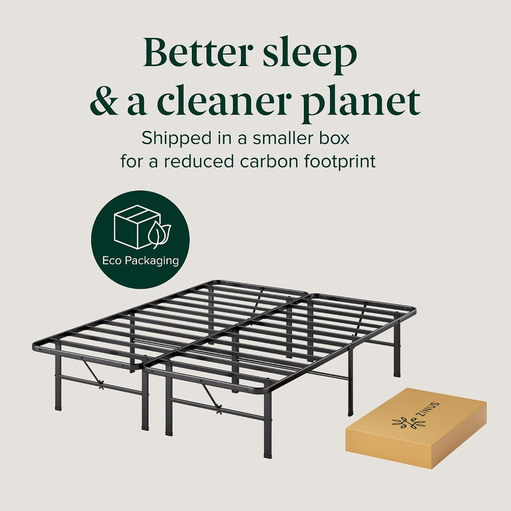 Zinus 14 Inch Rumi Metal Bed Frame, No Box Spring Needed, Black, Full