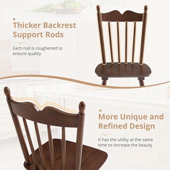 LUE BONA Wooden Dining Chairs Set of 2, Windsor Dining Chair with Thickened B...