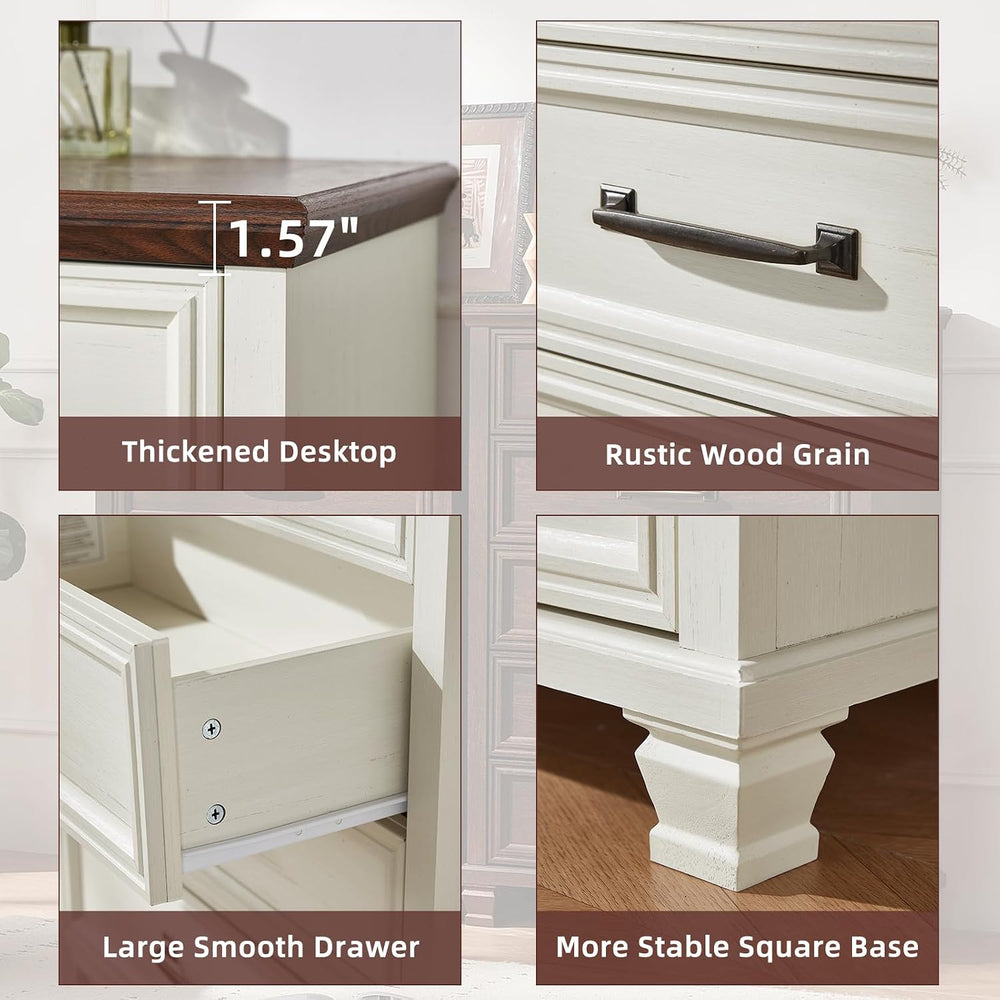 Farmhouse 5 Drawer Dresser for Bedroom, White