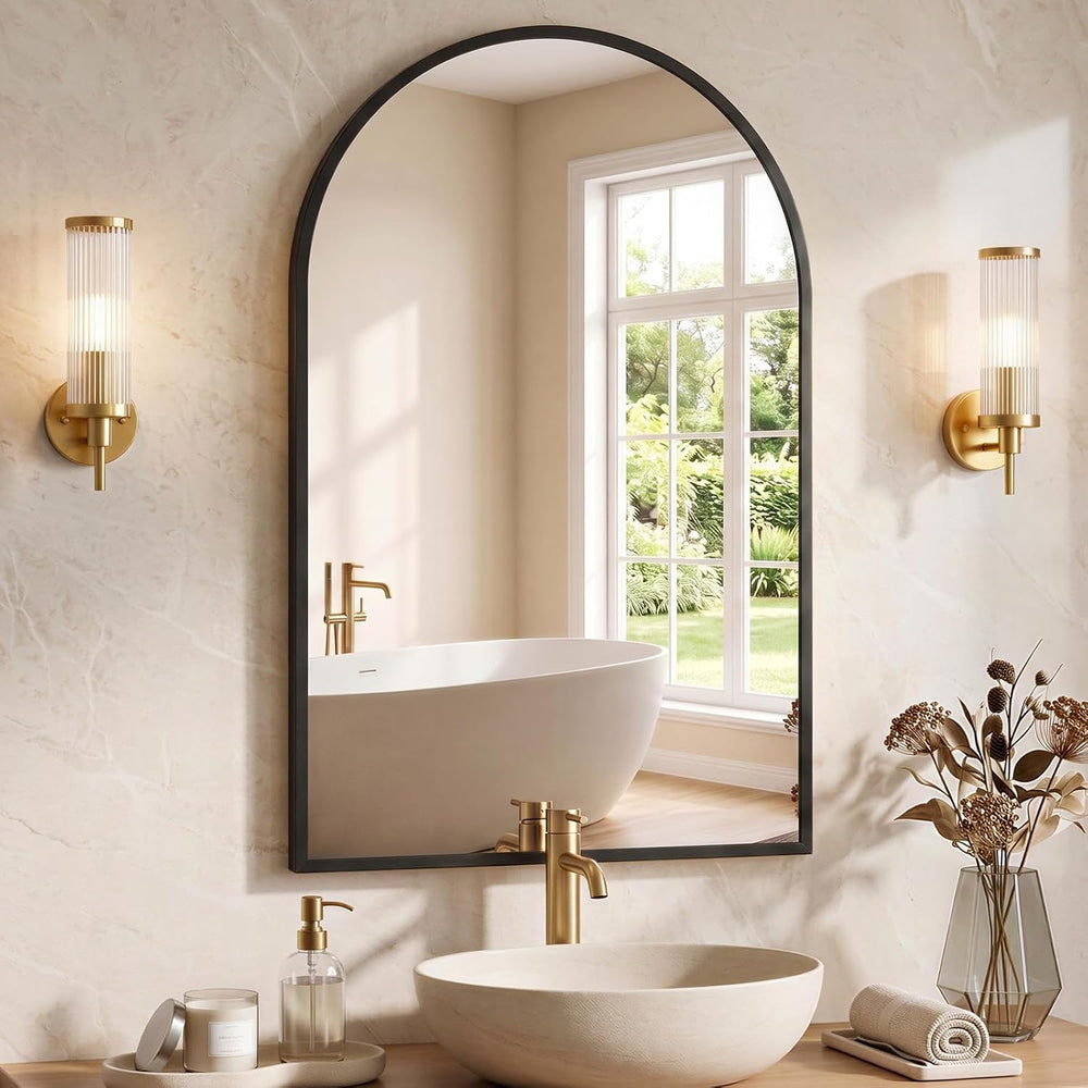 NEWBULIG 24"X36" Arched Bathroom Mirror for Over Sink, Wall Vanity ...