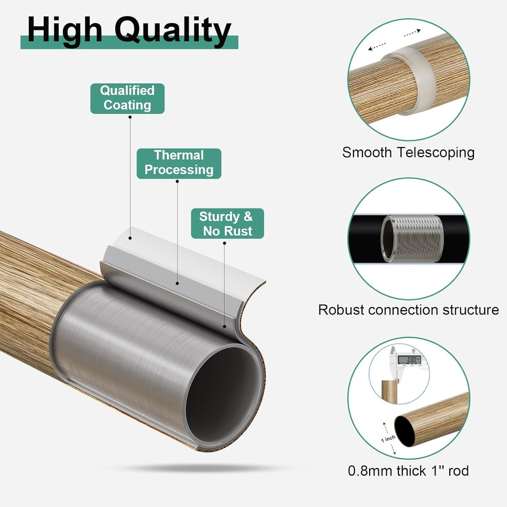QDWIS 2 Pack Boho Wood Curtain Rods for Windows 28 to 48 inch,1" Adjusta...