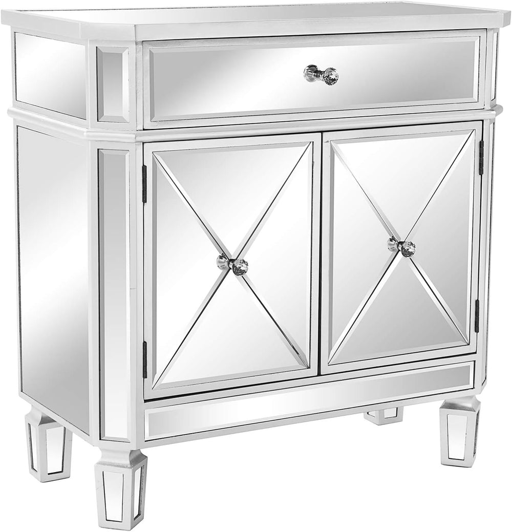 VINGLI Mirrored Cabinet, Mirrored Nightstand, Mirrored Dresser Accent Chest, ...