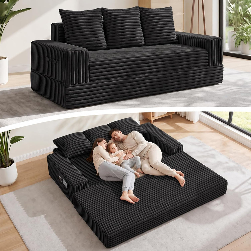 2-in-1 Convertible Sofa Bed, 70" Boneless Couch