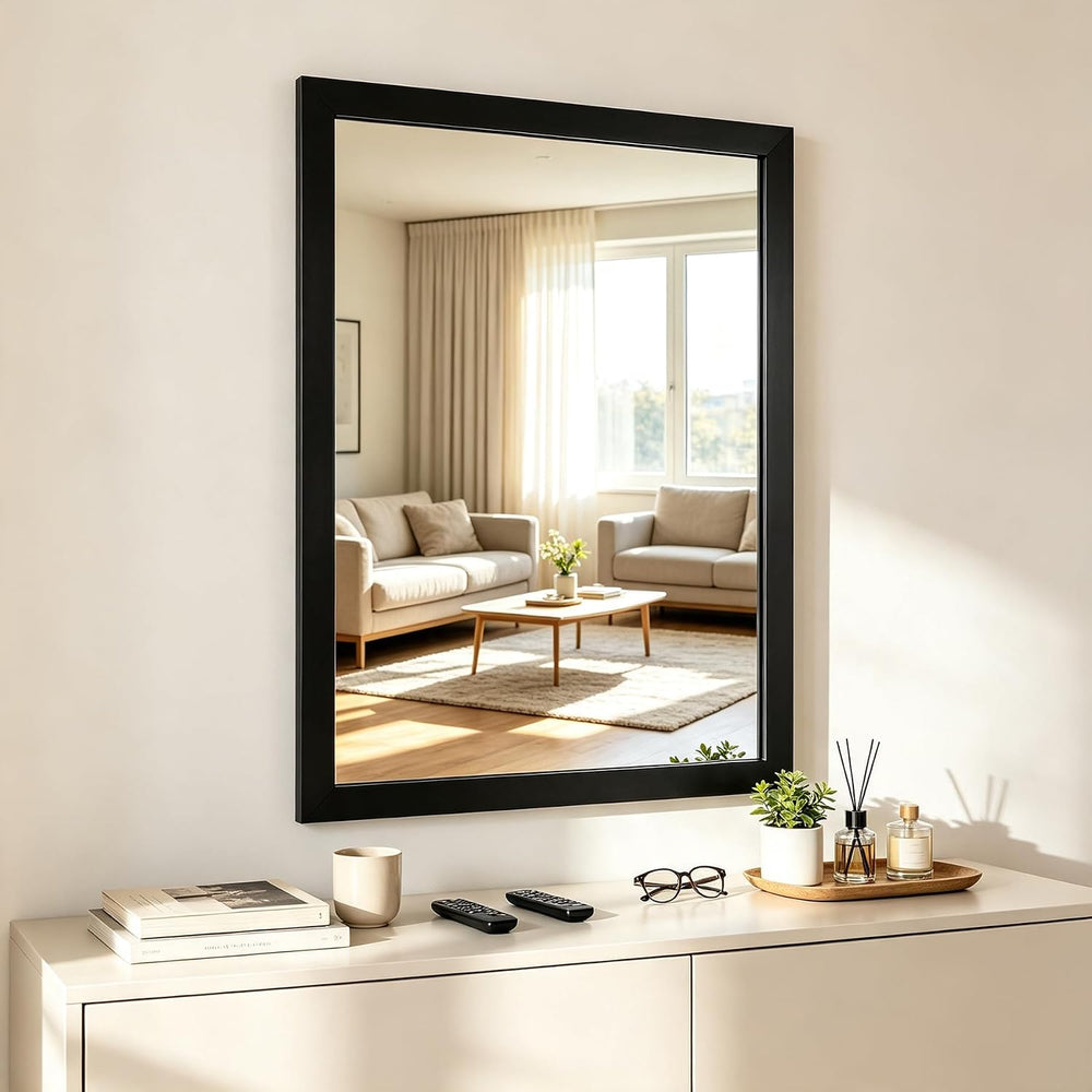 Rectangular Wall Mirror 28x20 Inch Bathroom Mirror for Over Sink, Black