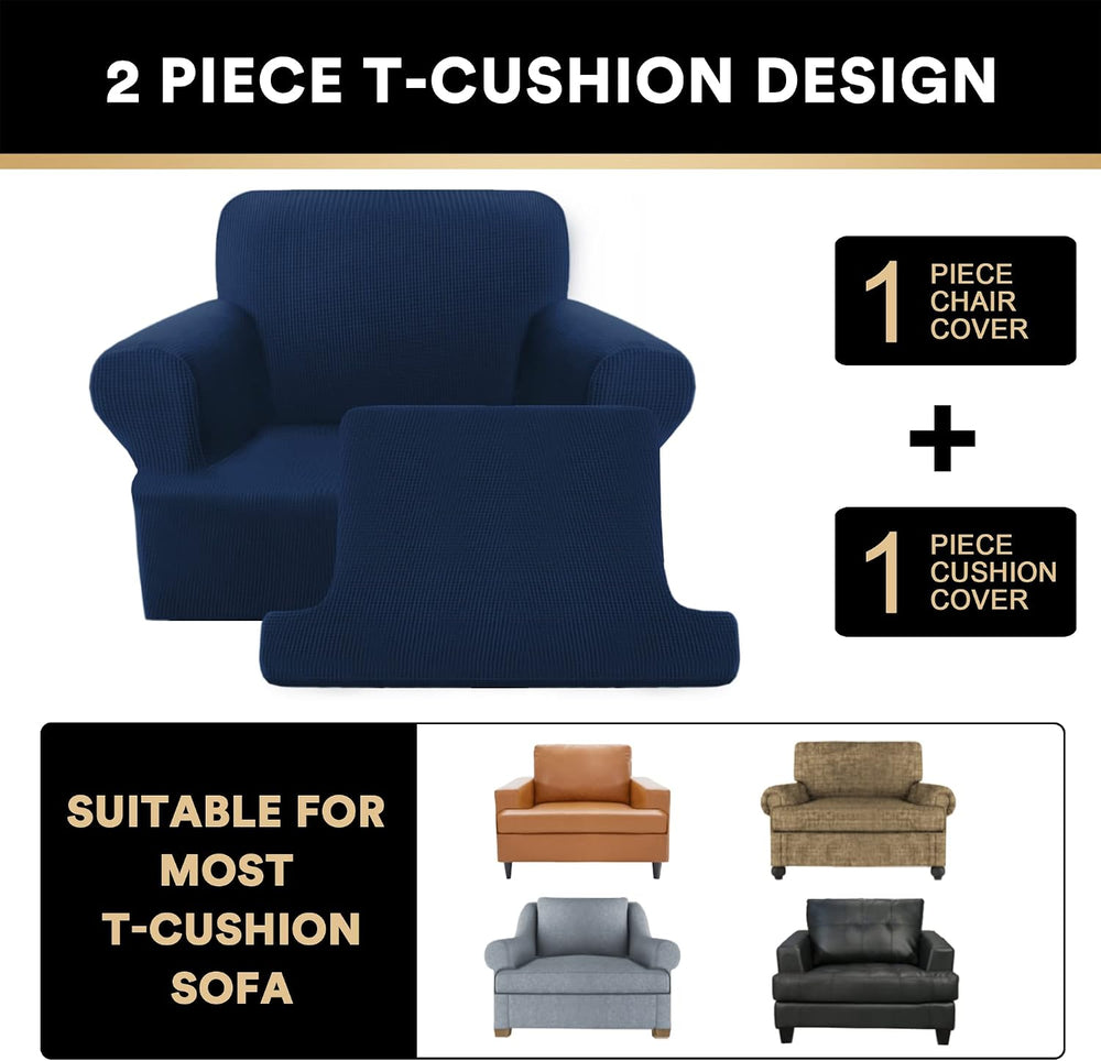 PrinceDeco 2 Pieces Armchair Slipcover Stretch Couch Covers for T Cushion Cha...