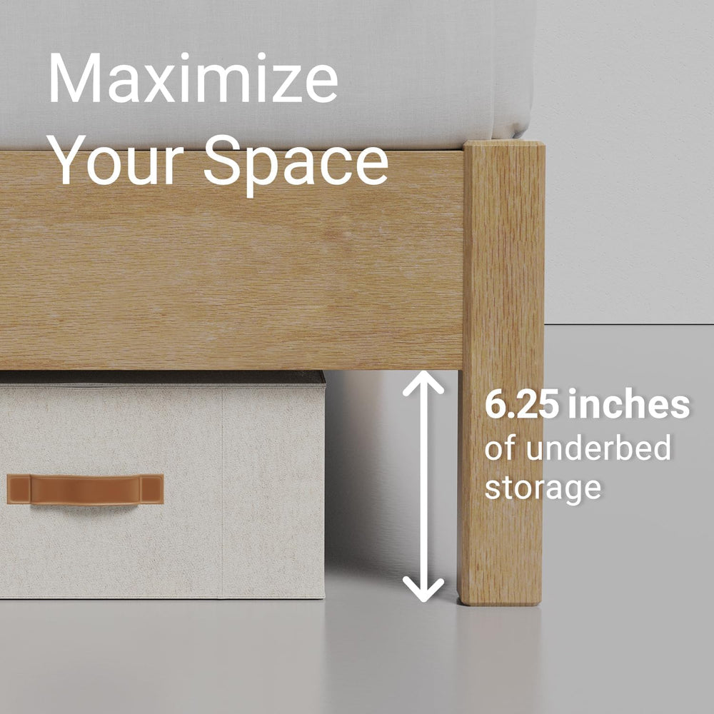 LIFEMENT Signature Wood Platform Bed Frame with Headboard, Essential, Noise F...