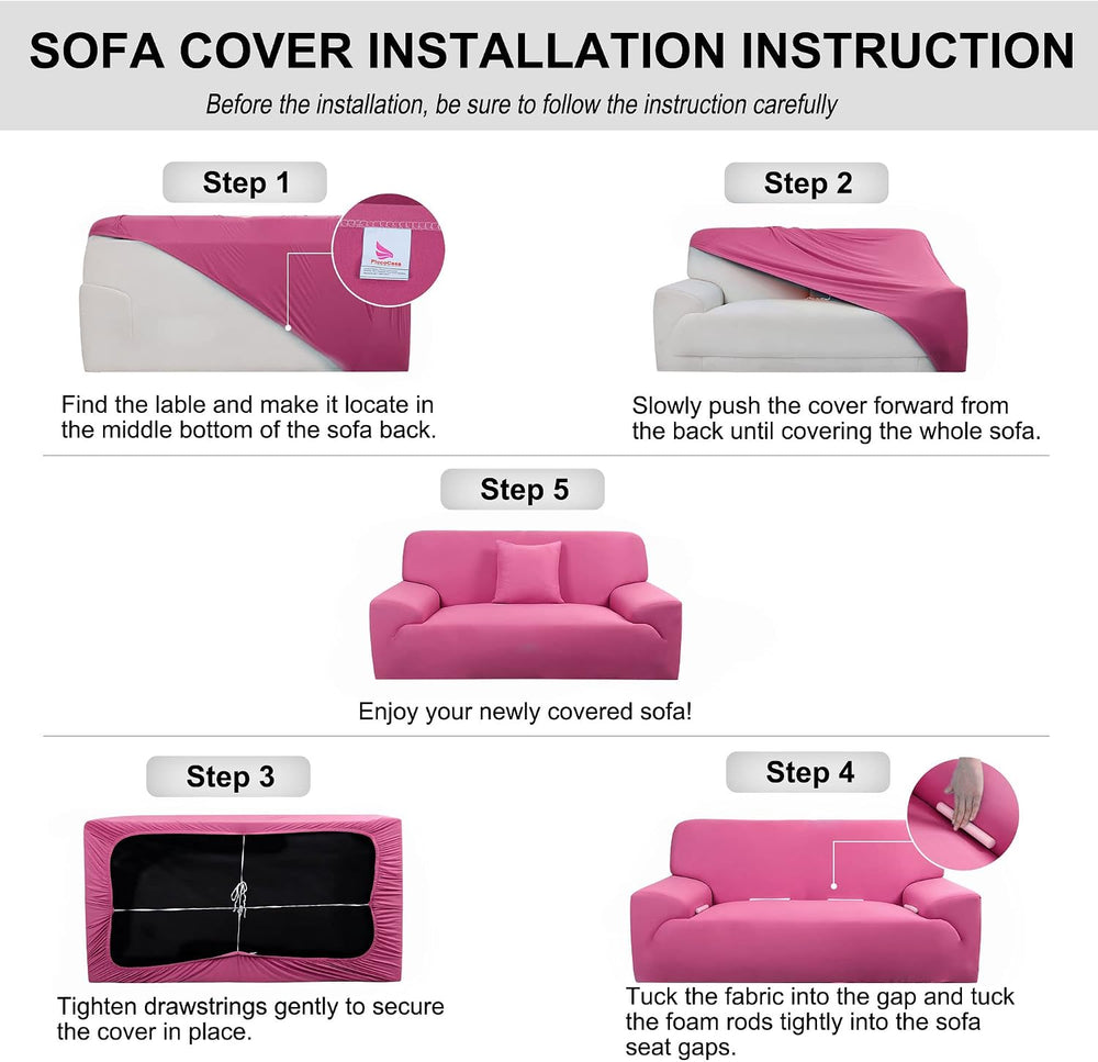uxcell Stretch Sofa Couch Covers Large Fuchsia with 1 Pillowcase