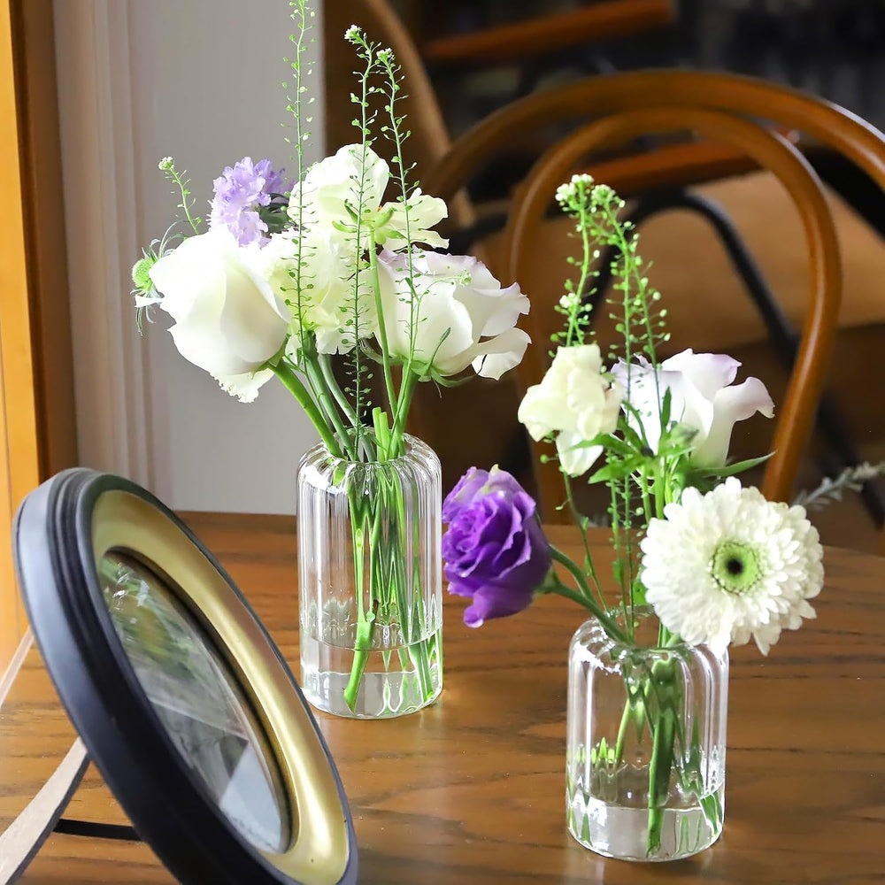 24Pcs Glass Cylinder Vases, Clear Ribbed Bud Vases for Centerpieces Weeding D...