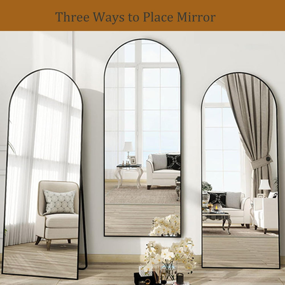 Full Length Mirror, 70"x26" Arched Full Body Mirror, Black
