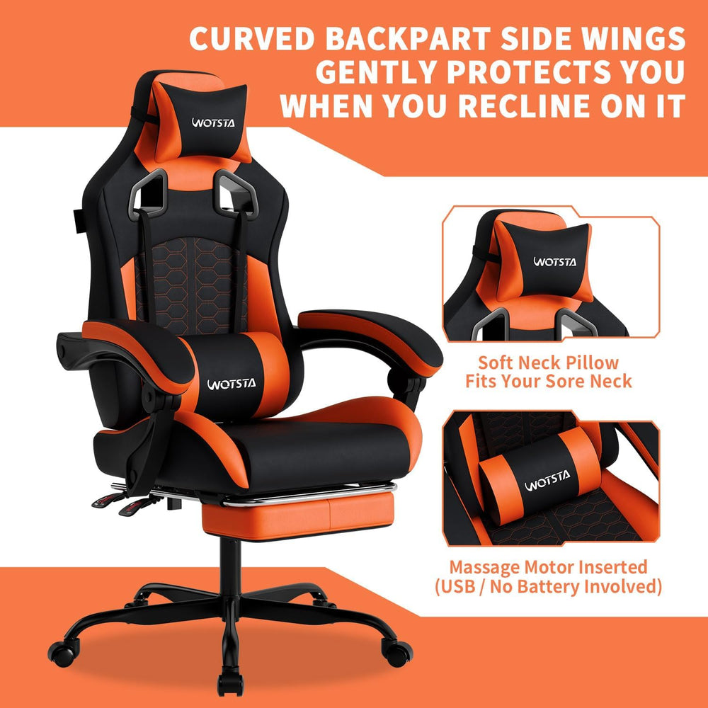 Gaming Chair with Massage,Ergonomic PC Gaming Chair with Footrest Comfortable...