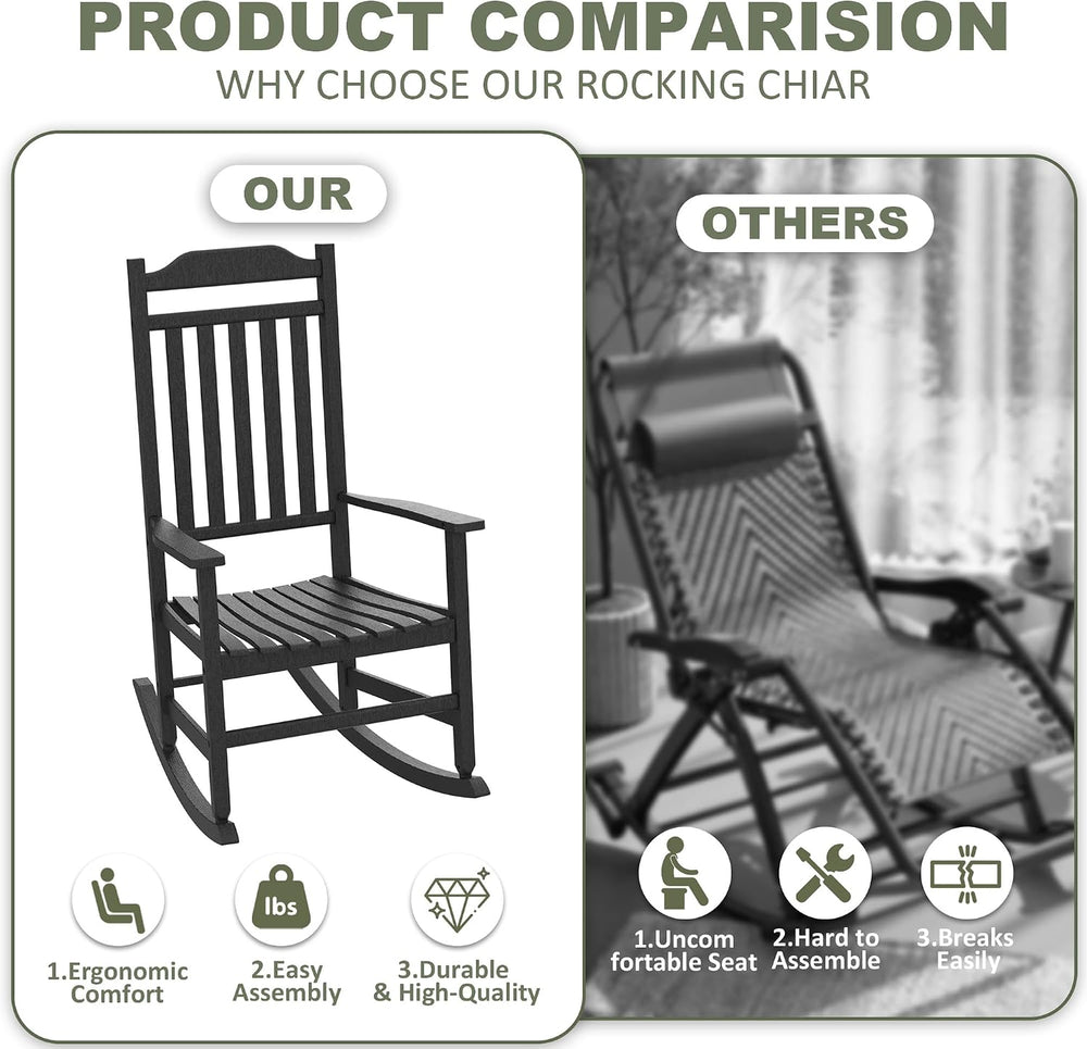 Outdoor Rocking Chair, Oversized Resin Outdoor Rocking Chair