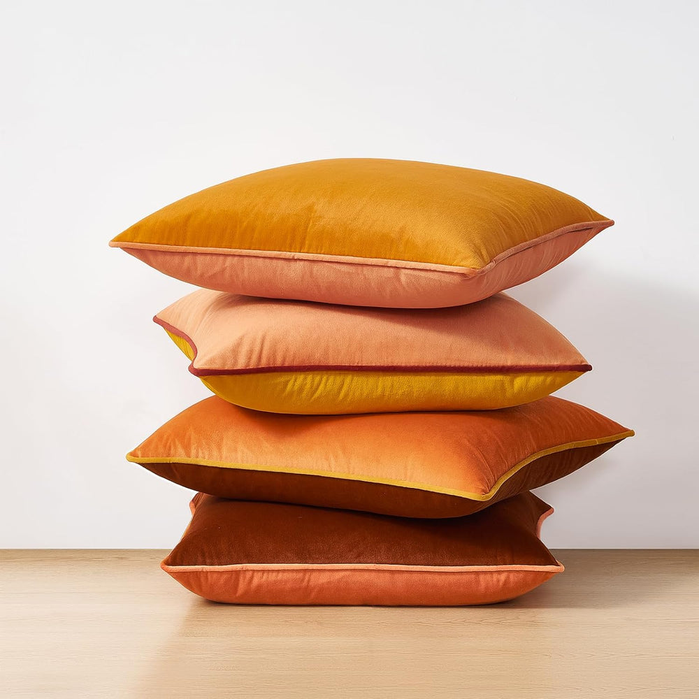 MONDAY MOOSE Decorative Throw Pillow Covers Cushion Cases, Set of 4 Soft Velv...
