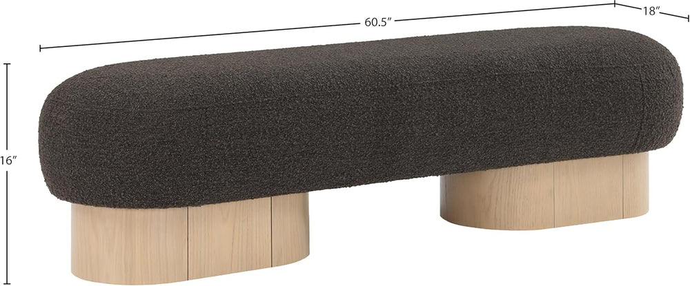 Meridian Furniture 22001Brown Robertson Collection Art Deco Bench with Luxuri...