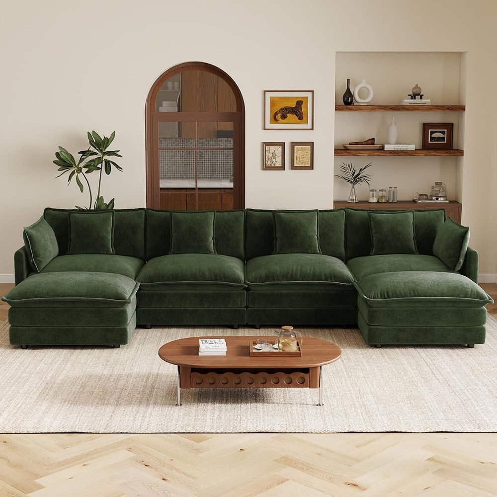 137” Oversized Cloud Sectional Sofa Couches for Living Room, Green