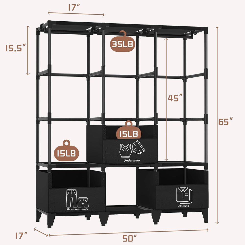 LOKEME Portable Closet,Sturdy Stable Large Capacity Wardrobe Closet