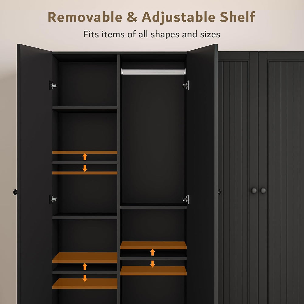 iPormis 4 Doors Armoire Wardrobe Closet with 2 Drawers, 63" Large Wardro...