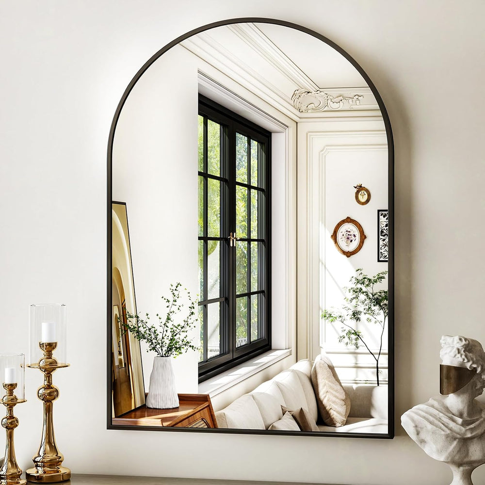 XRAMFY 20"x30" Black Arched Bathroom Mirror - Wall Mirror for Bathr...
