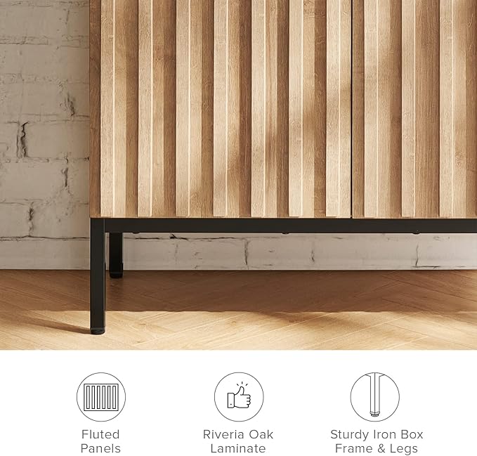 mopio Norwin Storage Cabinet, Sturdy Modern Rustic Industrial Buffet Sideboar...